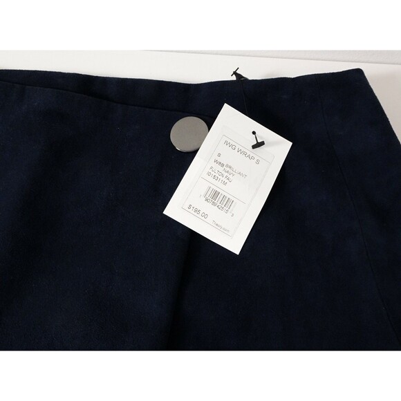 Theory Women's IWG Wrap Skirt Brilliant Navy Fulton Fuax Suede Skirt NWT 195 P - Picture 9 of 12